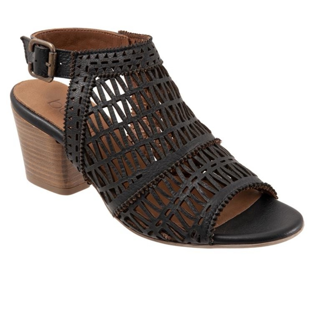 Bueno Candice Leather Black Sandal Block Heel Women's Size EU 38 NEW